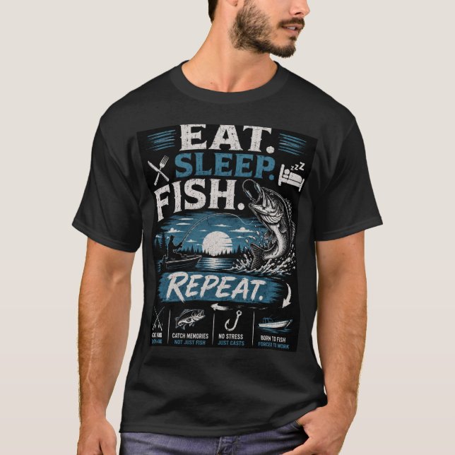 Camiseta Come Pescado Duerme Repite Pesca (Anverso)