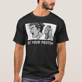 Camiseta Come Proteínas Anime Motivación Gimnasio
