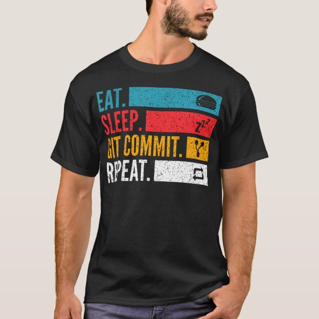 Camiseta Come Reposa Git Commit Repite - Codificador de Cód (Anverso)