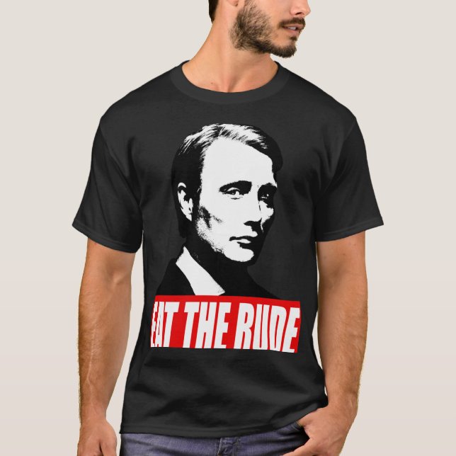 Camiseta COME RUDO Fondo oscuro de Hannibal (Anverso)