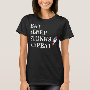 Camiseta come sleep stonks meme divertido day trader gamest
