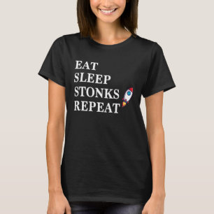 Camiseta come sleep stonks meme divertido day trader gamest