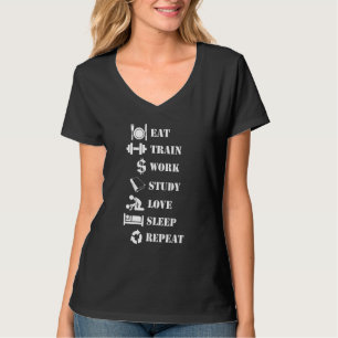 Camiseta Come Tren Trabajar Estudiar Amar Dormir Repetir V