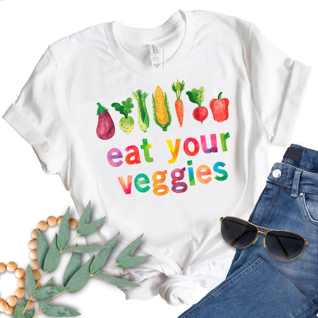 Camiseta Come Verduras Colores de Arcoíris Acuarela (Subido por el creador)