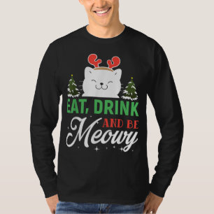 Camiseta Come y sé Meowy - Funny Navidades Cat Outfi