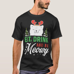 Camiseta Come y sé Meowy - Funny Navidades Cat Outfi