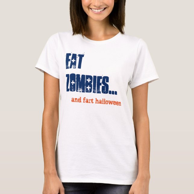 Camiseta Comedia divertida de los zombies y Fart Halloween (Anverso)