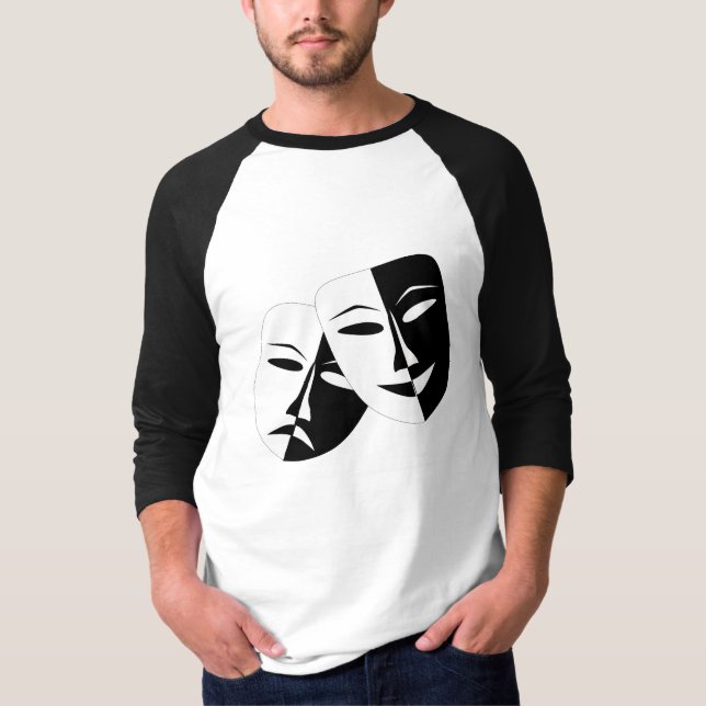 Camiseta Comedia trágica Máscara de Teatro Blanco y Negro T (Anverso)