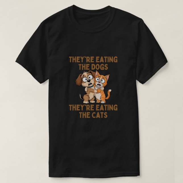 Camiseta Comen los perros que comen los gatos (Diseño del anverso)
