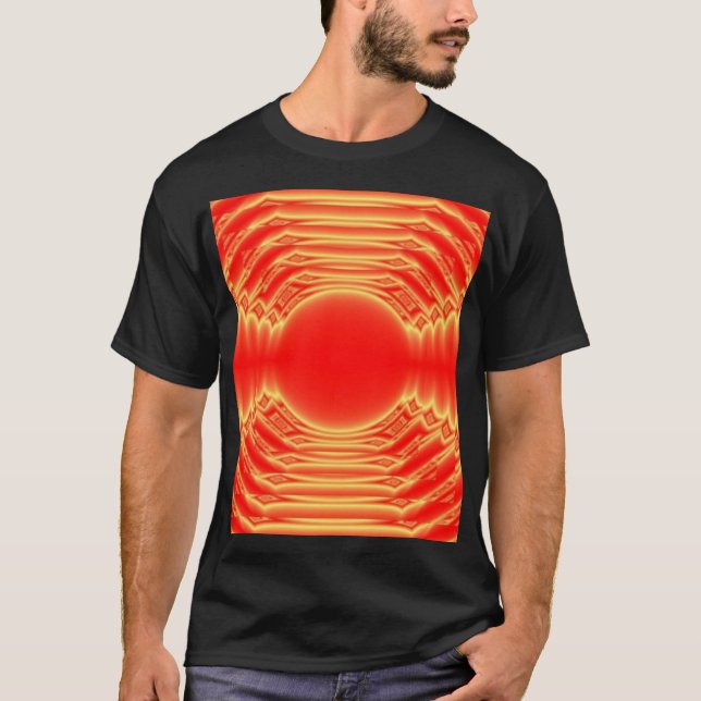 Camiseta comentarios rojo y naranja con patrones (Anverso)