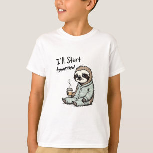 Camiseta Comenzaré mañana con el divertido animal de Sloth