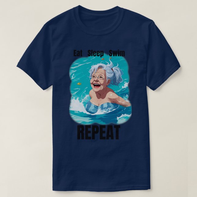 Camiseta Comer a dormir nadar repetidamente (Diseño del anverso)