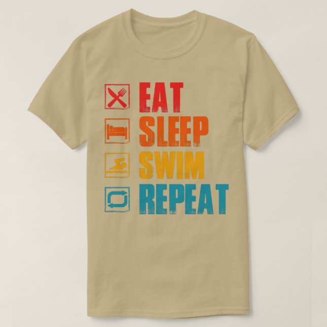 Camiseta Comer a dormir nadar repetidamente (Diseño del anverso)