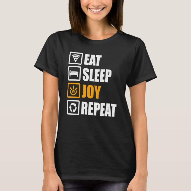 Camiseta Comer Alegría de dormir Repetir Hombres Jóvenes Mu (Anverso)