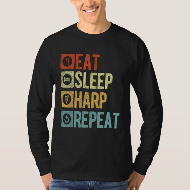 Camiseta Comer Arpa De Sueño Repita Funny Harp Player Harpi (Anverso)