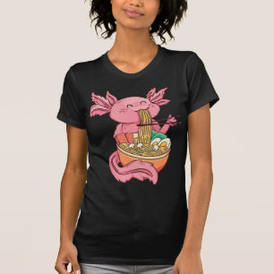Camiseta Comer Axolotl Cute Noodles Ramen Kawaii Anime Gir