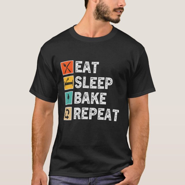 Camiseta Comer Baker Baker Baker Baker de hormigón repetido (Anverso)