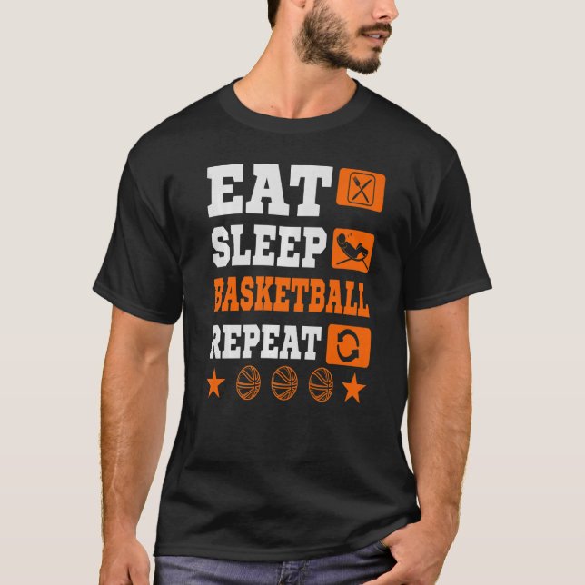 Camiseta Comer básquetbol Sleep Repetir Premium (Anverso)