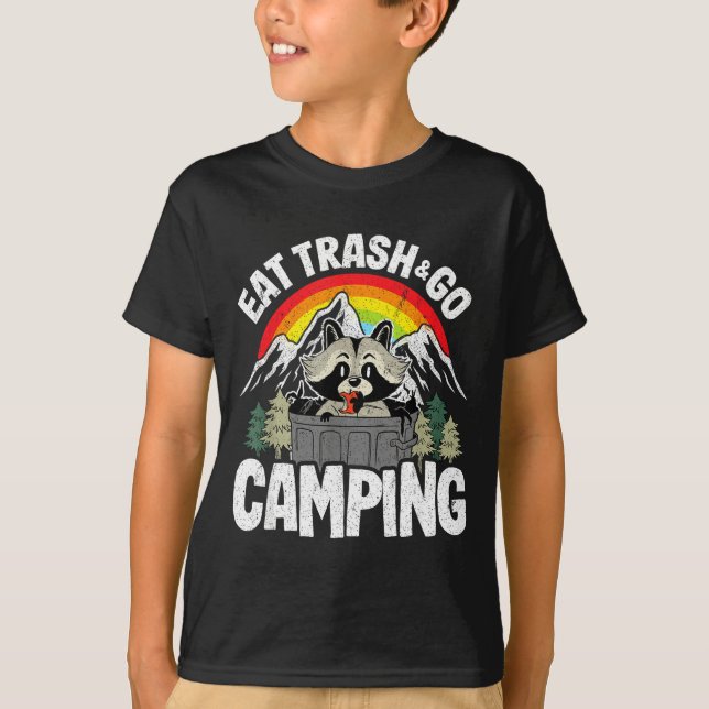 Camiseta Comer basura &amp; ir de camping mapache autocarav (Anverso)