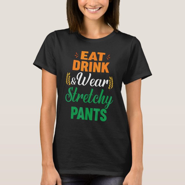 Camiseta Comer Beber Usar Pantalones Elásticos Otoño Acción (Anverso)