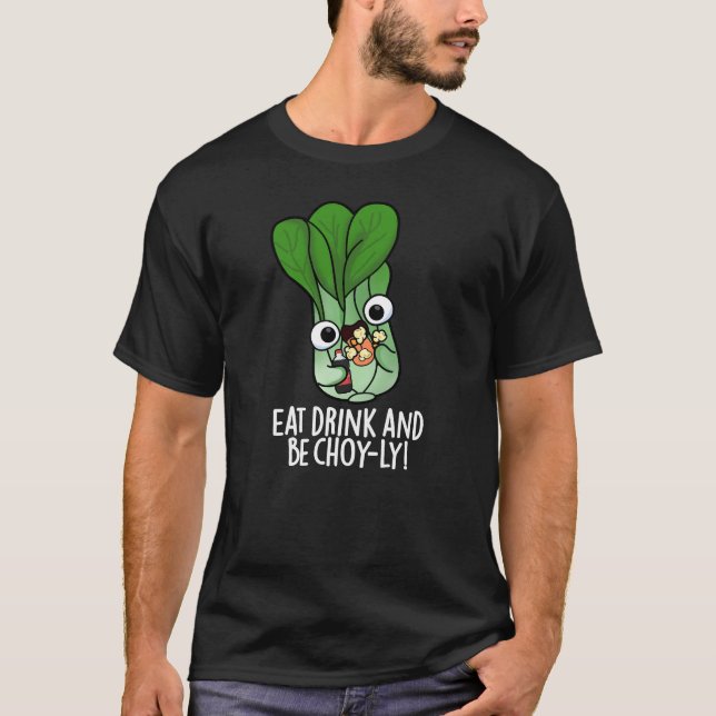 Camiseta Comer Bebida Y Ser Alegre Veggie Pun Dark BG (Anverso)