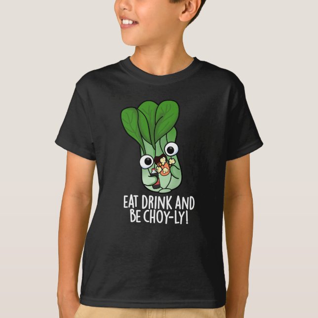 Camiseta Comer Bebida Y Ser Alegre Veggie Pun Dark BG (Anverso)