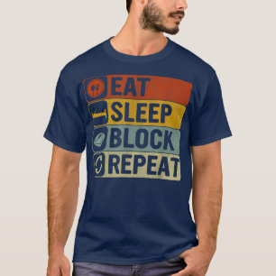 Camiseta Comer Bloque de sueño repetición Retro 60 diseño d