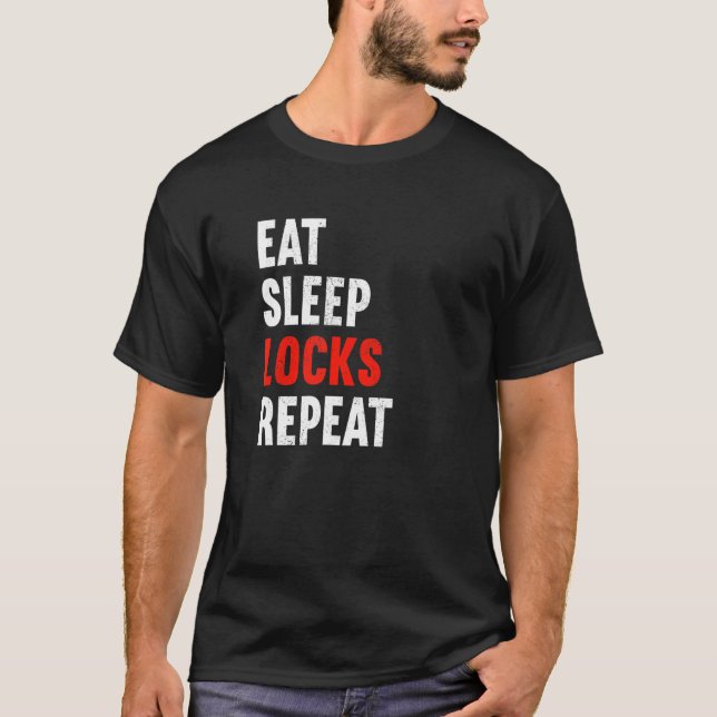 Camiseta Comer bloqueos de sueño repetir locksmith Metaliza (Anverso)