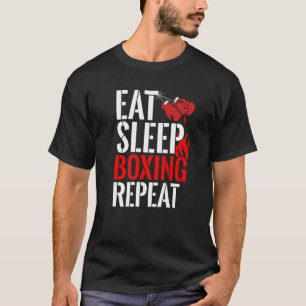 Camiseta Comer Boxeo Sleep Boxing Repetir Gracioso Entrenam