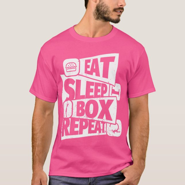 Camiseta Comer Boxeo Sleep Boxing Repetir Gracioso Regalo D (Anverso)