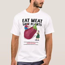 Camiseta Comer carne Salva Plantas Lema Anti Vegan