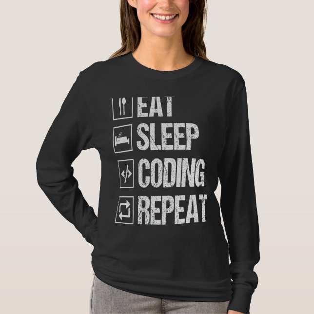 Camiseta Comer código de suspensión repetir programador inf (Anverso)
