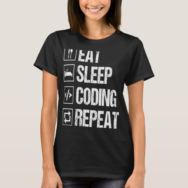 Camiseta Comer código de suspensión repetir programador inf (Anverso)