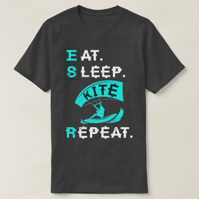 Camiseta Comer cometa de sueño repetir kitesurf (Diseño del anverso)