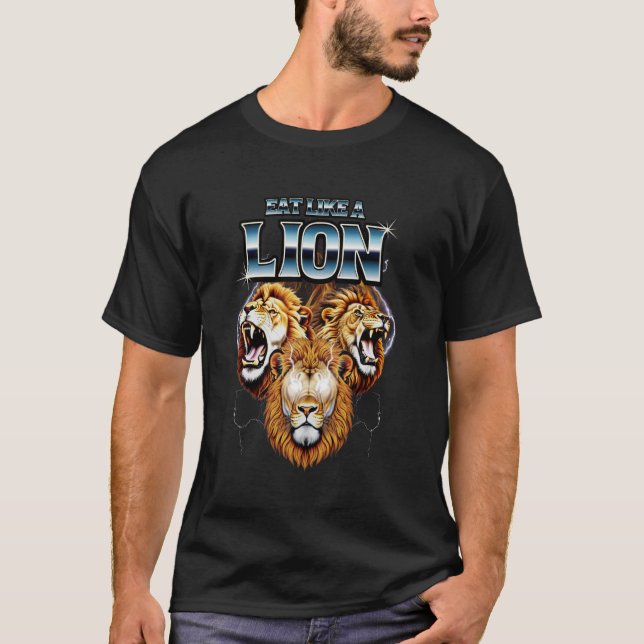 Camiseta Comer Como Un León Dieta Carnívora Come Carne (Anverso)
