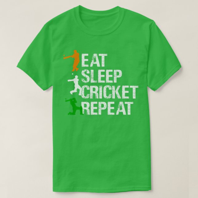 Camiseta Comer Cricket Sleep Cricket Repetir Cricketing Jug (Diseño del anverso)