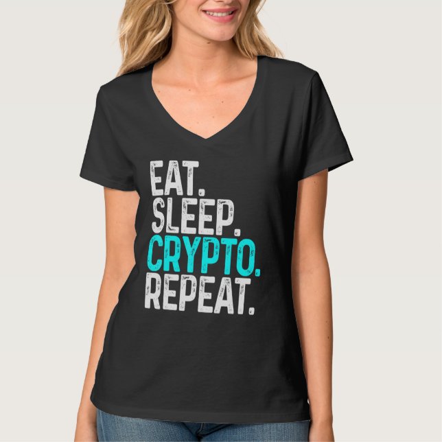 Camiseta Comer Cripto de suspensión Repetir Cryptocurrency  (Anverso)