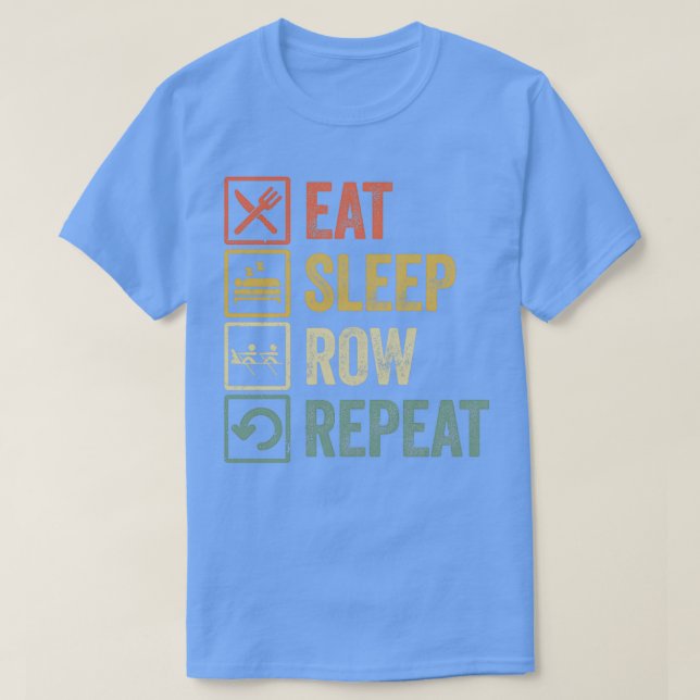 Camiseta Comer divertida fila de sueño repetir regalo retro (Diseño del anverso)