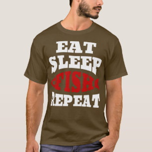 Camiseta Comer divertida Sleep Pescado Repetir Pesca Pescad