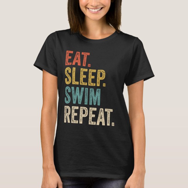 Camiseta Comer Divertido Dormir Nadar Repetir Nadar (Anverso)