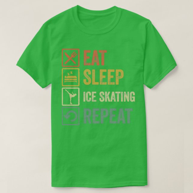 Camiseta Comer divertido dormir patinaje sobre hielo repeti (Diseño del anverso)