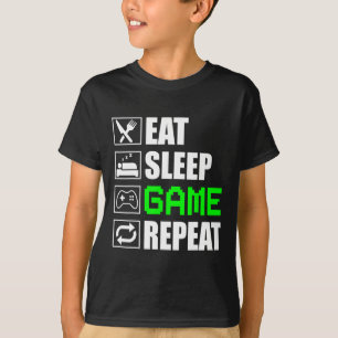 Camiseta Comer Divertido Juego De Sueño Repetir Para Los Am