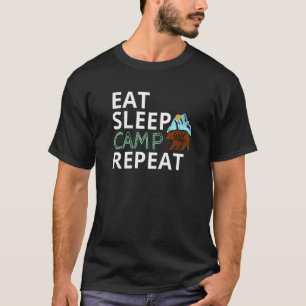 Camiseta Comer Dormir Acampar Repetir Campistas Senderismo 