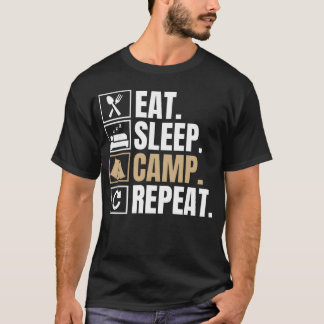 Camiseta comer dormir acampar repetir chica