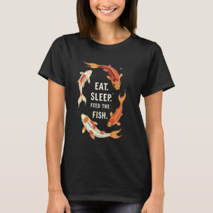 Camiseta Comer Dormir Alimentar Koi Carpa Pez Tee Japoneses