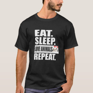 Camiseta Comer Dormir Animales Repetir Perro Caballo Gato