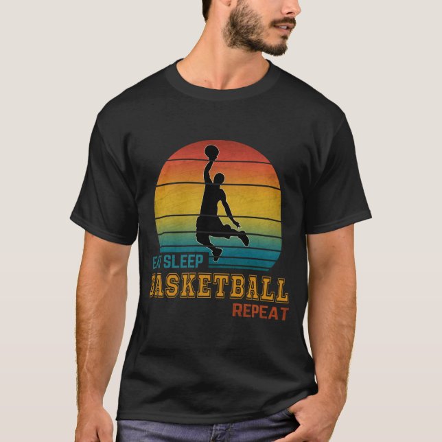 Camiseta Comer Dormir Baloncesto Repetir  (Anverso)