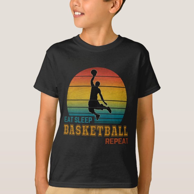 Camiseta Comer Dormir Baloncesto Repetir  (Anverso)