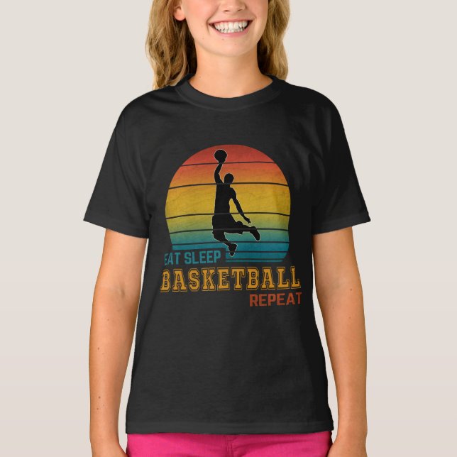 Camiseta Comer Dormir Baloncesto Repetir  (Anverso)