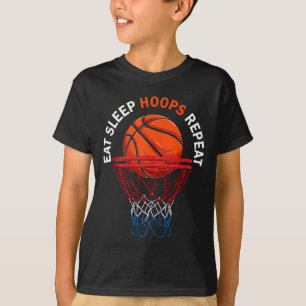 Camiseta Comer dormir baloncesto repetir fanático del balon